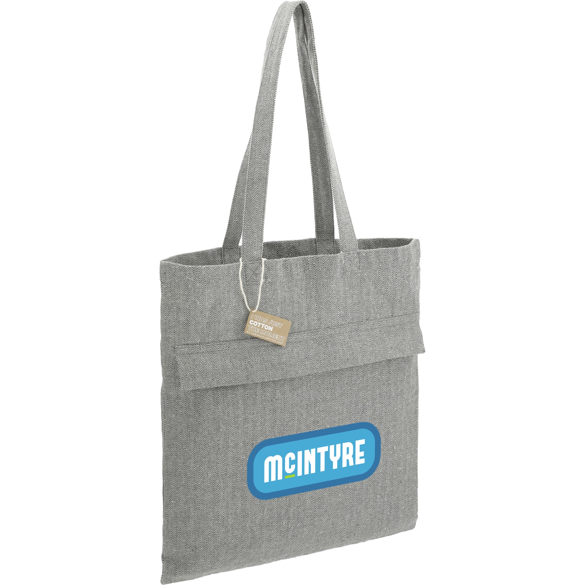 Recycled Cotton Herringbone Tote w/Zip Pocket