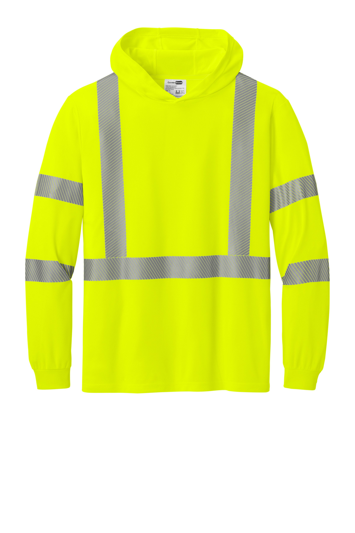 CornerStone ANSI 107 Class 3 Long Sleeve Segmented Tape Hooded Tee