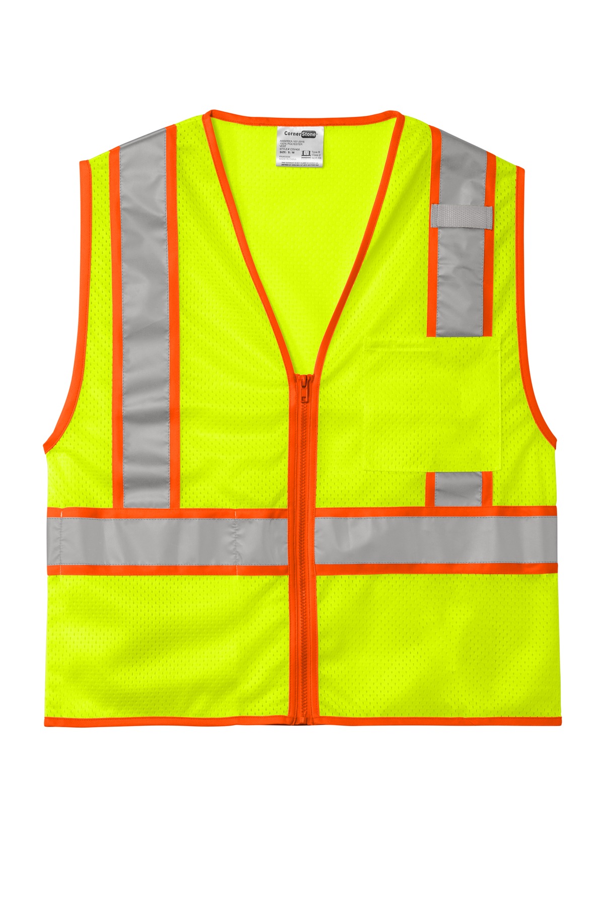CornerStone ANSI 107 Class 2 Mesh Zippered Two-Tone Vest.