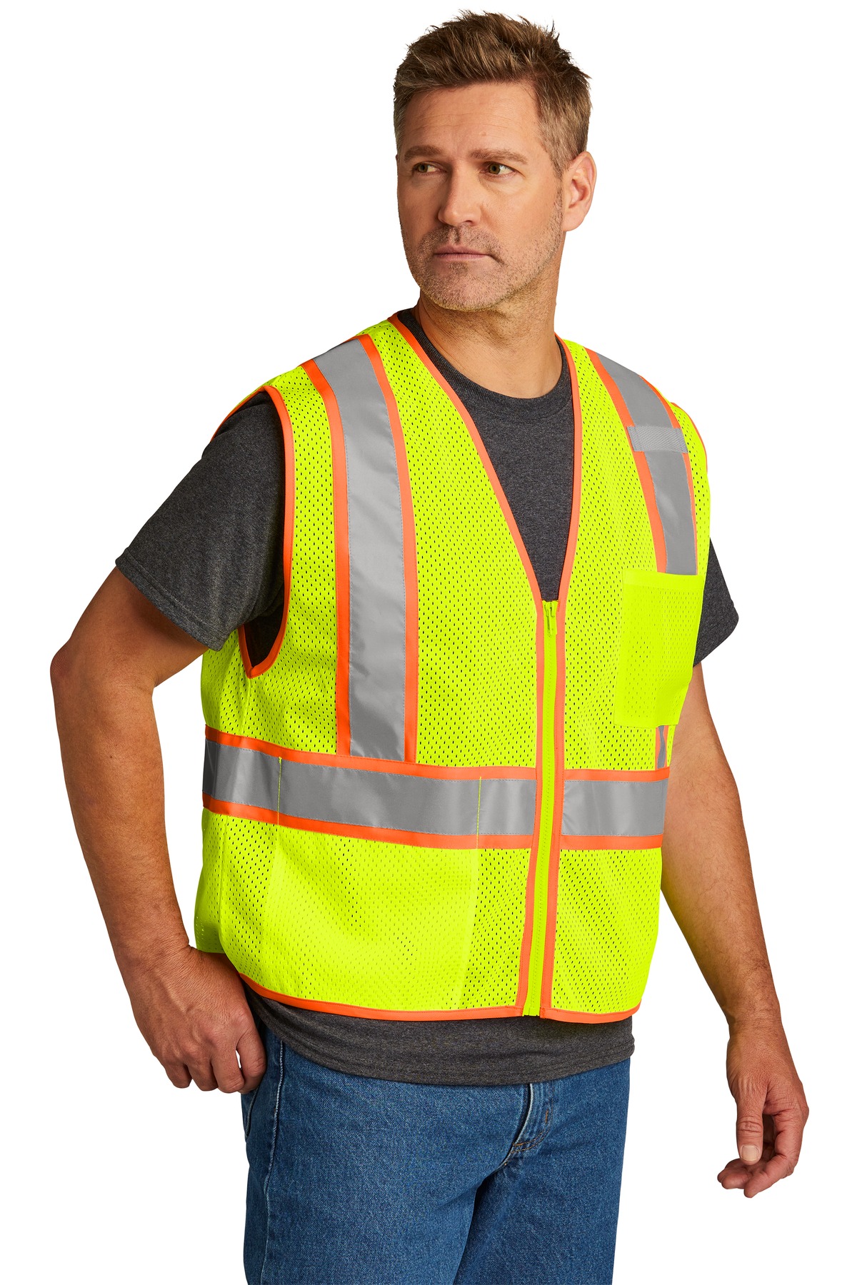 CornerStone ANSI 107 Class 2 Mesh Zippered Two-Tone Vest.