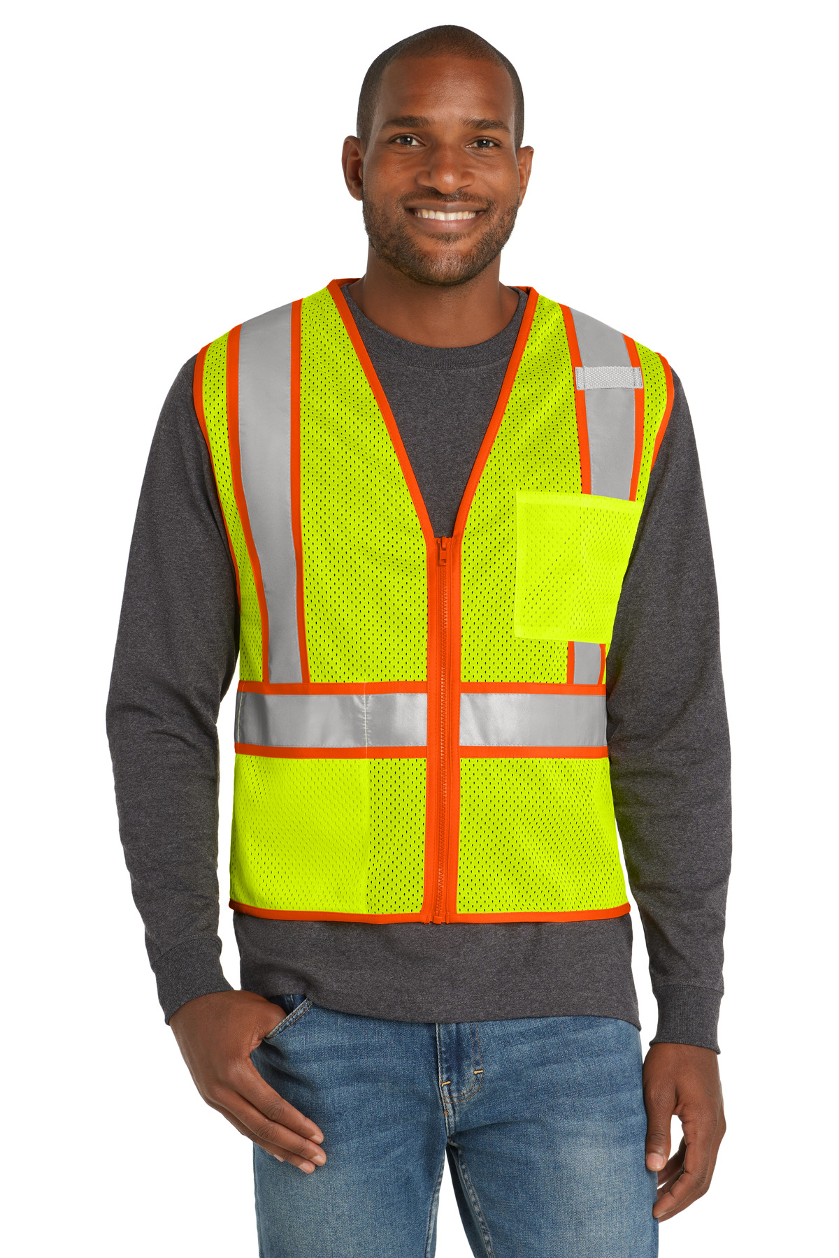 CornerStone ANSI 107 Class 2 Mesh Zippered Two-Tone Vest.